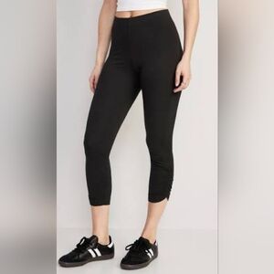 Old Navy Side Ruched Cropped Cotton Leggings 2 Pair Bundle Set